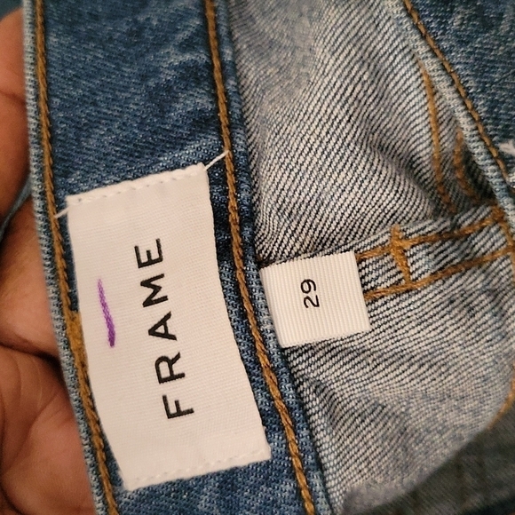 Frame le high straight python print leather patchwork jeans Size 29 - Picture 7 of 11